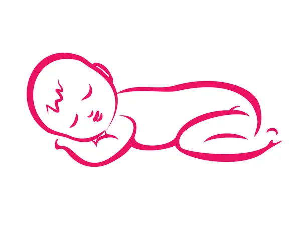 Silueta de bebé durmiendo — Vector de stock