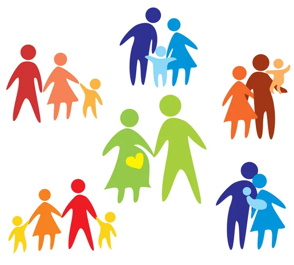 Collection d'icônes famille heureuse multicolore — Image vectorielle