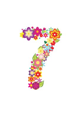 Number seven made from flowers clipart