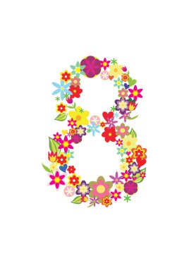 Number eight made of flowers clipart