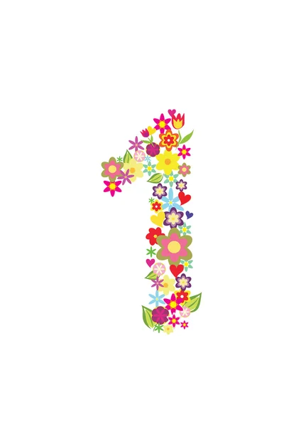 stock vector Number one made of flowers