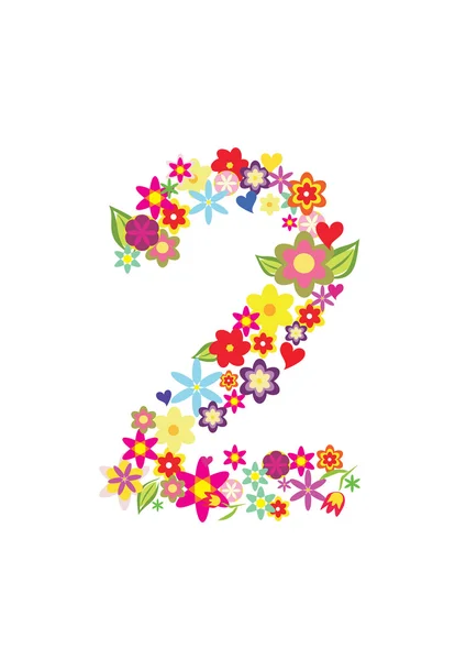 Stock vector Number two made of flowers