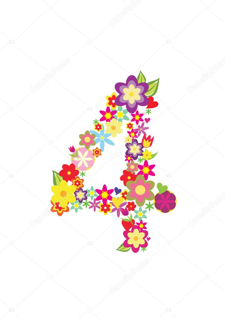 Number Four Made Of Flowers U2014 Stock Vector U00a9 Baldyrgan 9331069