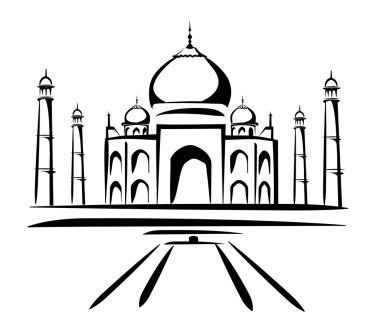 Taj mahal symbol in black lines clipart