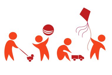 Children playing icons clipart