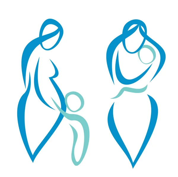 Mor och barn uppsättning symboler — Stock vektor