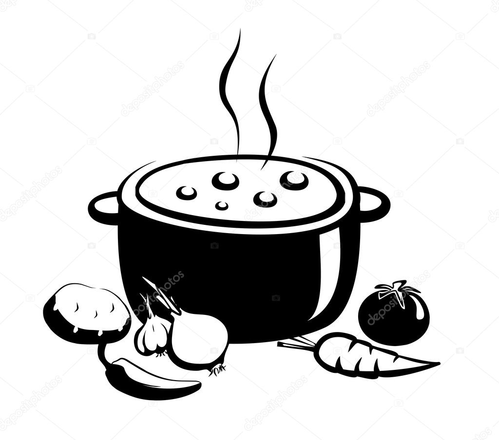 Hot soup illustration, food and ingridients