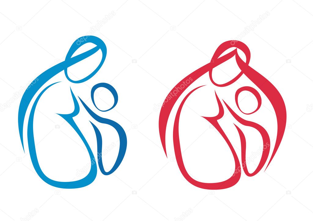 Mother and baby set of symbols