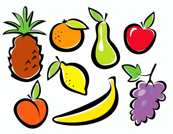 Frutas set vector illustration — Archivo Imágenes Vectoriales