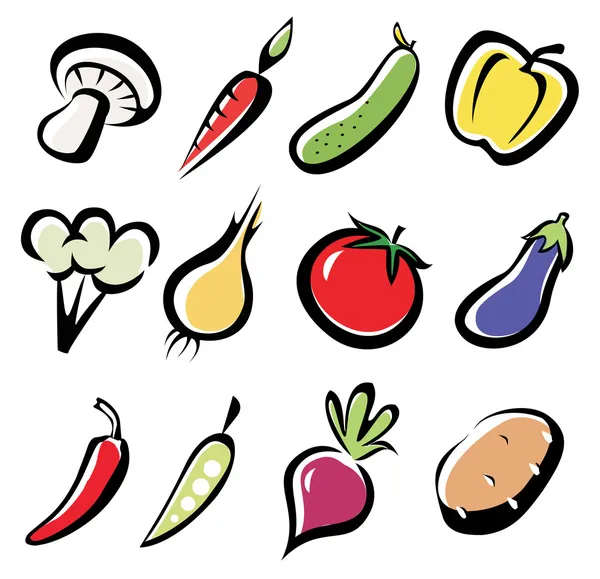Av grönsaker ikoner — Stock vektor