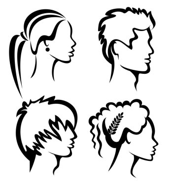 Set of protraits with haircuts clipart