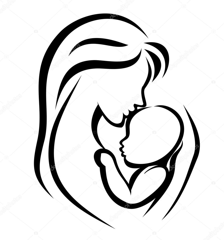 Mother and baby symbol — Stock Vector © baldyrgan #9832528