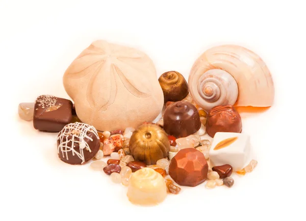 Shells and Chocolates — Stock Photo, Image