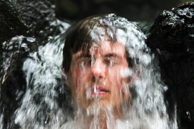 Man in Waterfall clipart