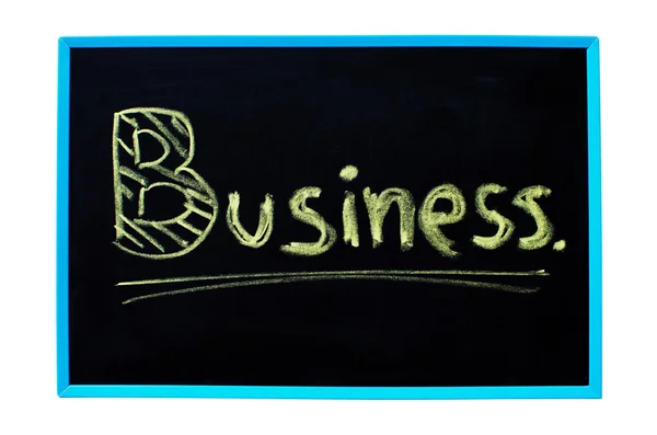 Palabra de negocios escrita a mano con tiza en una pizarra con ruta de recorte . — Foto de Stock