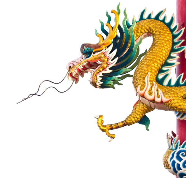 Chinese stijl draak standbeeld geïsoleerd. — Stockfoto