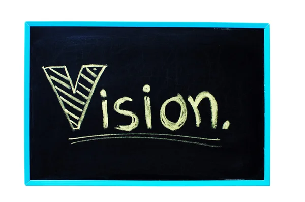 Vision Wort handgeschrieben mit Kreide auf einer Tafel. — Stockfoto