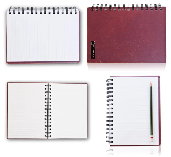 Zestaw Notebook na białym tle. — Zdjęcie stockowe