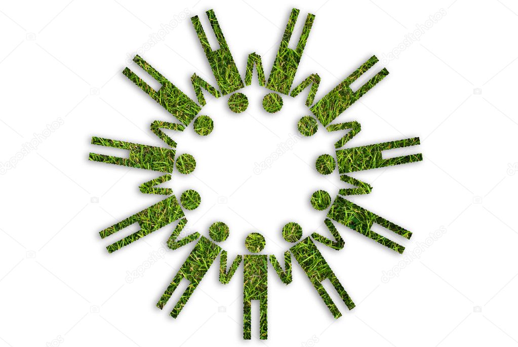 Grass symbol circle isolated on the white.