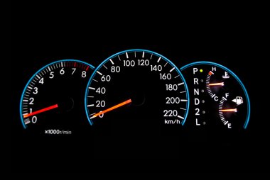 Speedometer isolated on the black. clipart