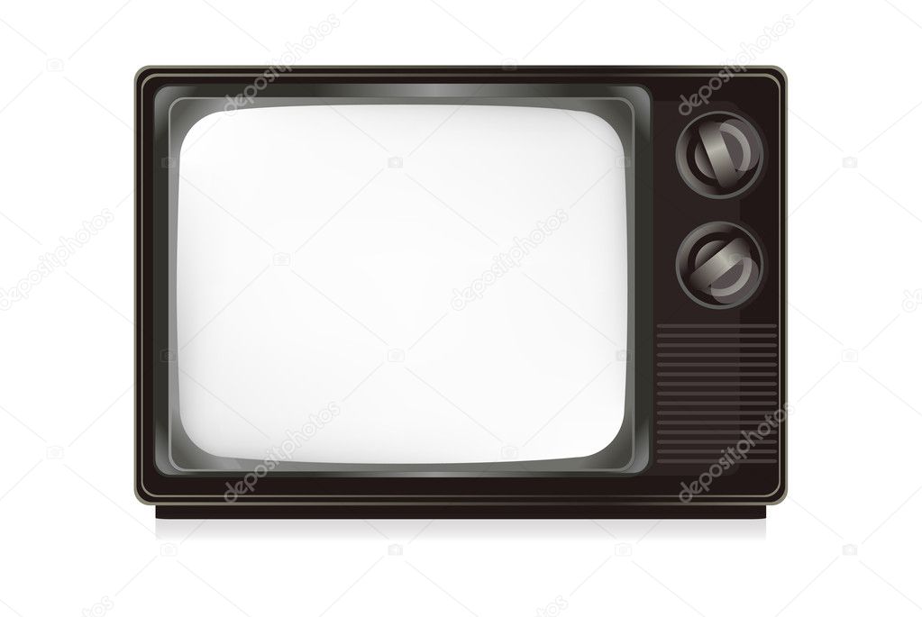 Vintage Television isolated on the white.