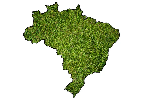 Symbol mapa Brazílie z trávy. — Stock fotografie