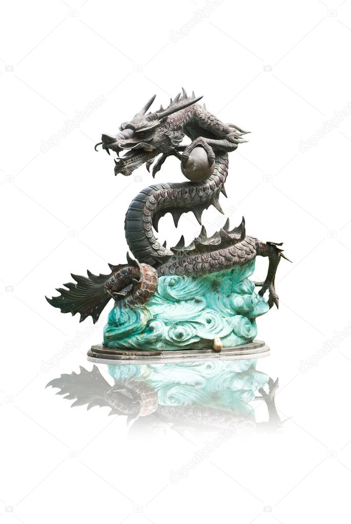 Chinese style dragon statue isolated.