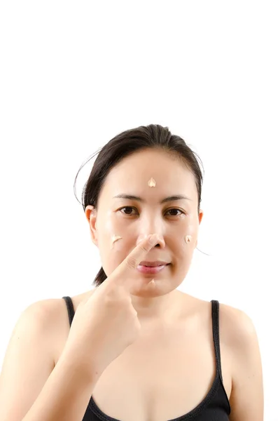Asyalı genç kadın yakından makyaj. — Stok fotoğraf