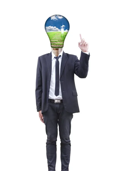 Uomo d'affari con concetto di lampadina . — Foto Stock