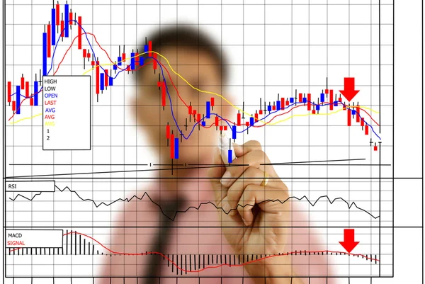 Podnikatel zápis finance graf. — Stock fotografie