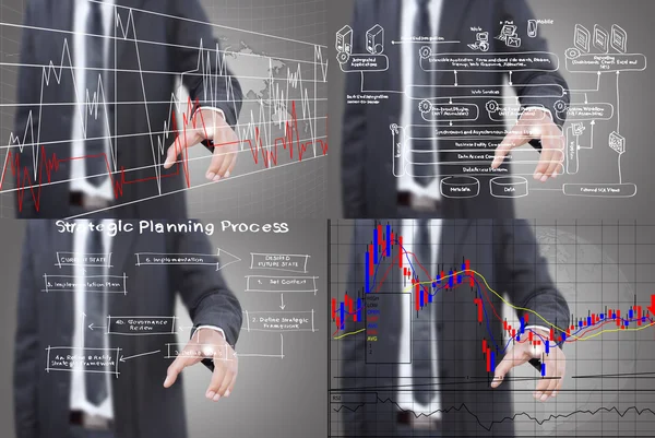 Uppsättning av affärsmannen driftigt finance diagram. — Stockfoto