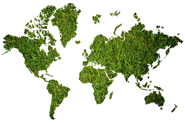 Tło mapy świata z pola trawy. — Zdjęcie stockowe