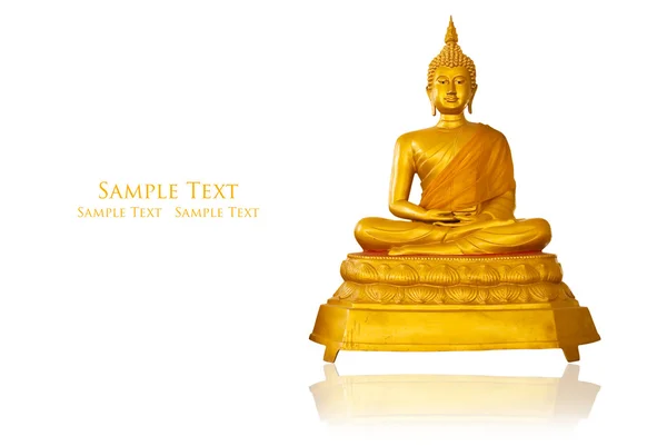Gouden beeld van Boeddha geïsoleerd op de witte. — Stockfoto