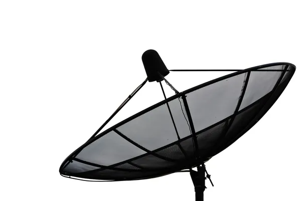 Antenne satellite isolée sur le blanc . — Photo