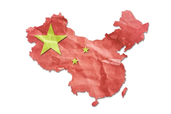 Klasik Çin bayrağı kağıt grunge. — Stok fotoğraf