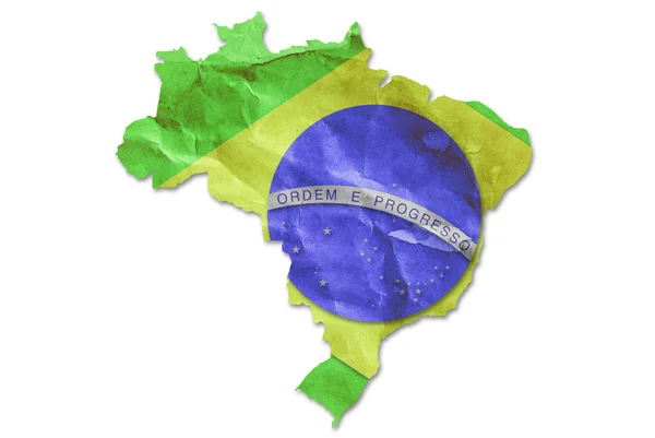 Vintage brasilianische Flagge Papier Grunge. — Stockfoto