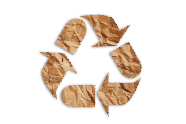 Símbolo de reciclagem vintage isolado no branco . — Fotografia de Stock