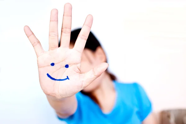 stock image Smile on woman hand.