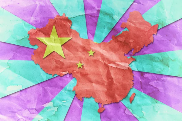 Vintage China Flagge Papier Grunge. — Stockfoto