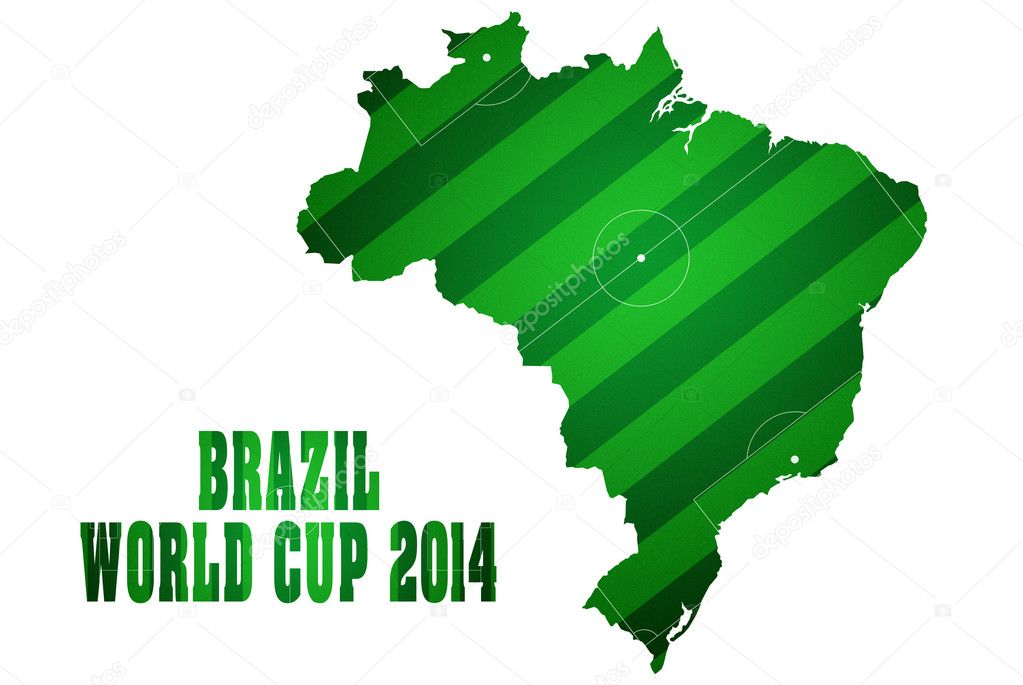 Soccer field with Brazil map.