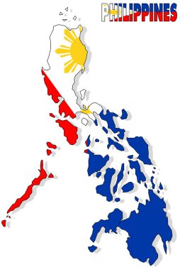 Philippines map isolated with flag. clipart