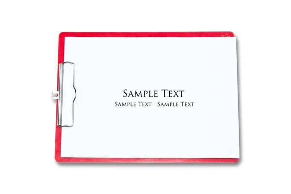 Libro blanco sobre el tablero rojo aislado sobre el blanco . — Foto de Stock