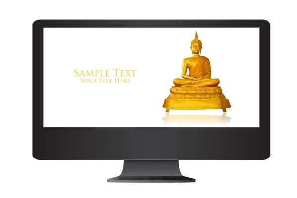Buddha-Bild auf dem Monitor. — Stockfoto