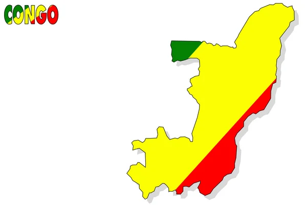 刚果地图用国旗隔绝. — 图库照片