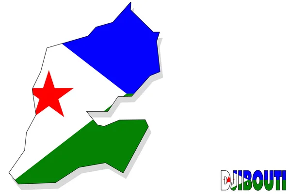 Dschibuti-Karte isoliert mit Flagge. — Stockfoto