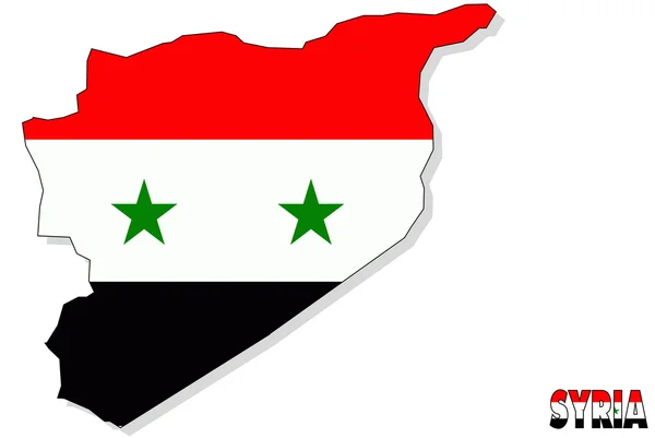 叙利亚地图用国旗隔绝. — 图库照片