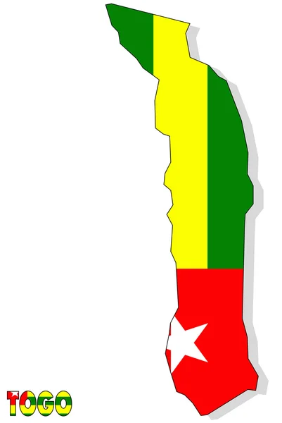 Togo mapa na białym tle z flagą. — Zdjęcie stockowe