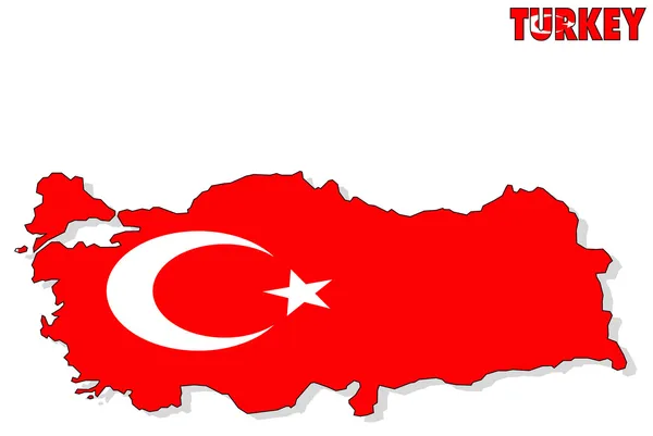 Turcja mapa na białym tle z flagą. — Zdjęcie stockowe