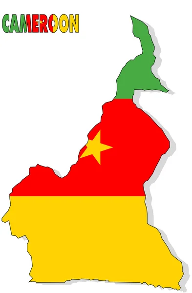 Kamerun mapa izolované s příznakem. — Stock fotografie