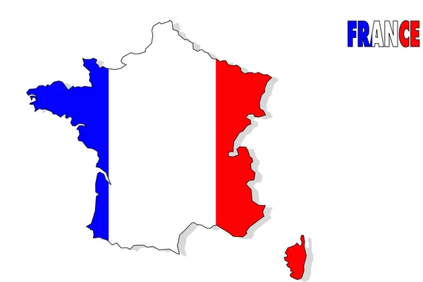 France carte isolée avec drapeau . — Photo